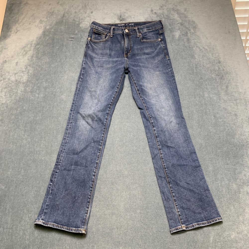 Old Navy Built in Flex Bootcut Jeans Womens 16 Blue Denim Faded Grunge Zip Fly